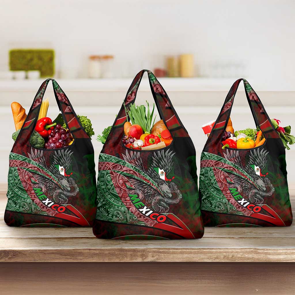 Mexico Aztec Eagle Flag Grocery Bag Tribal Warrior Art