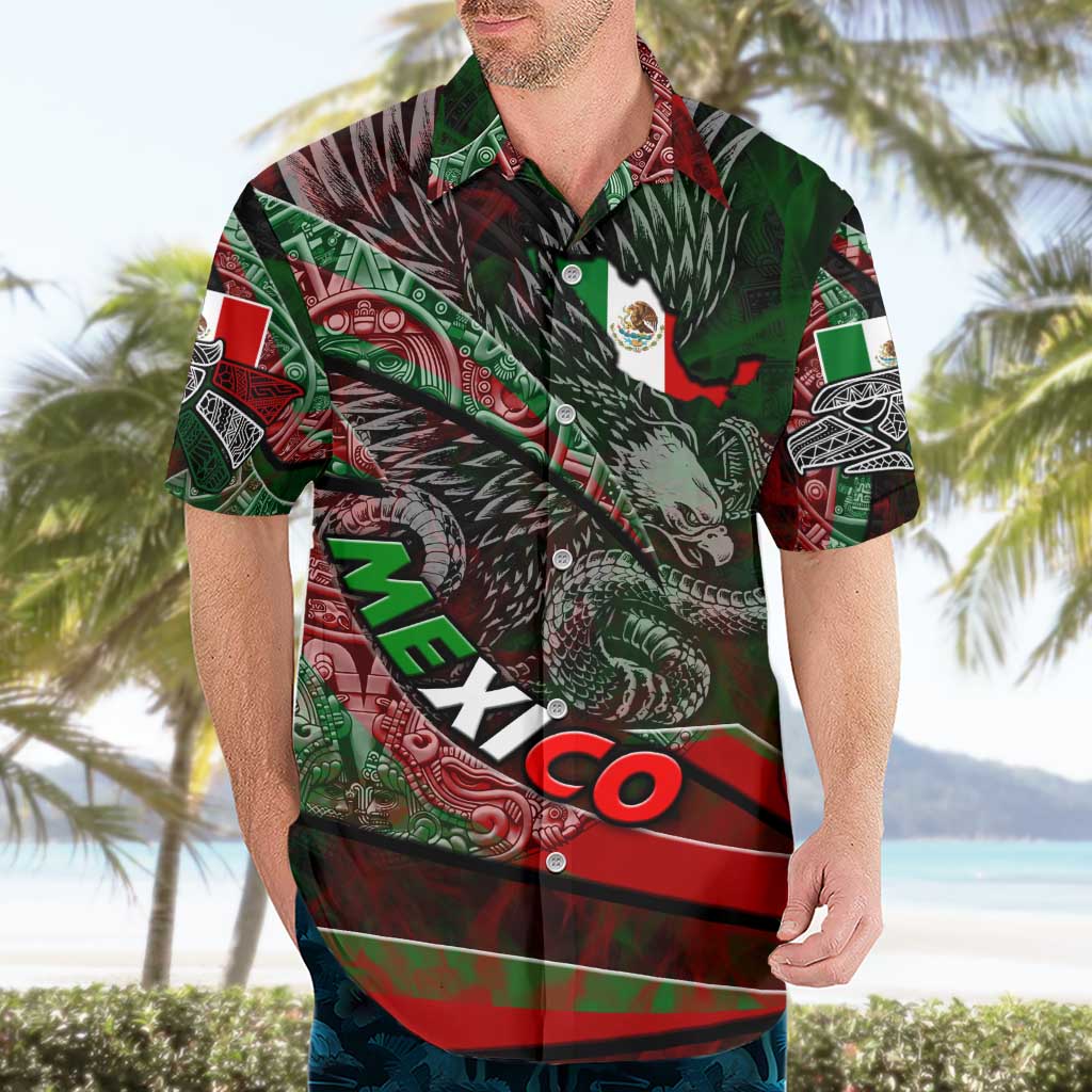 Mexico Aztec Eagle Flag Hawaiian Shirt Tribal Warrior Art