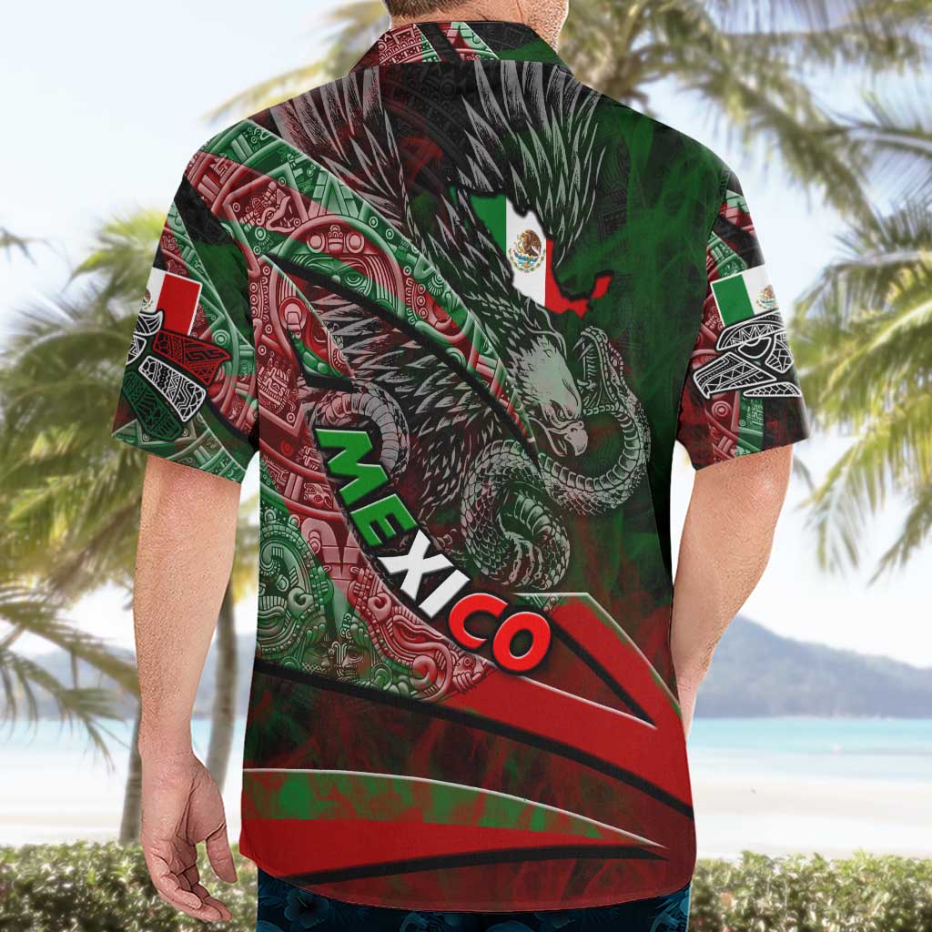 Mexico Aztec Eagle Flag Hawaiian Shirt Tribal Warrior Art
