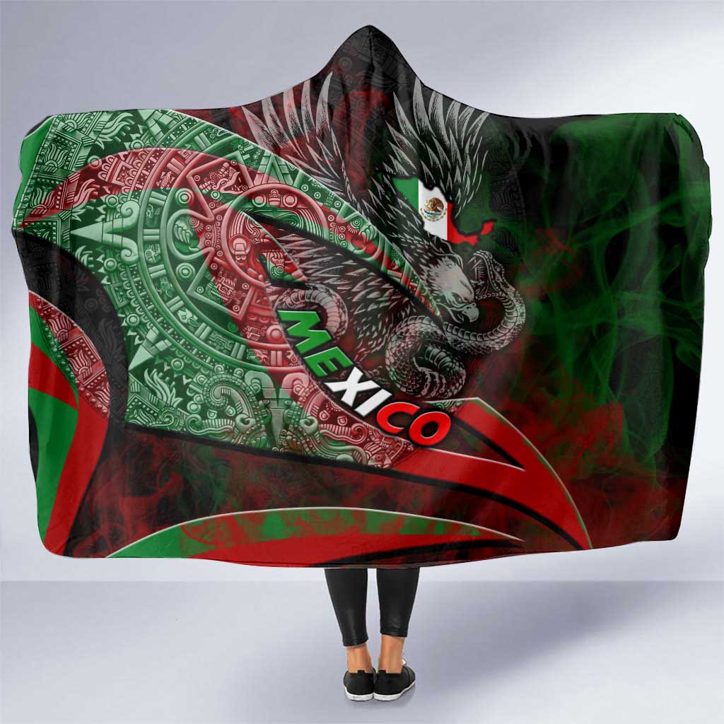 Mexico Aztec Eagle Flag Hooded Blanket Tribal Warrior Art
