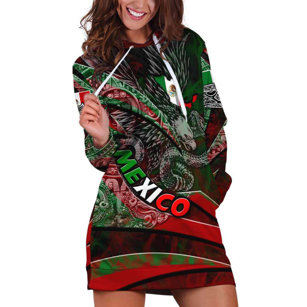 Mexico Aztec Eagle Flag Hoodie Dress Tribal Warrior Art