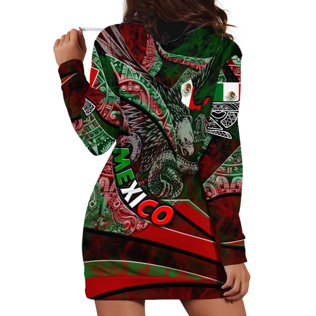 Mexico Aztec Eagle Flag Hoodie Dress Tribal Warrior Art