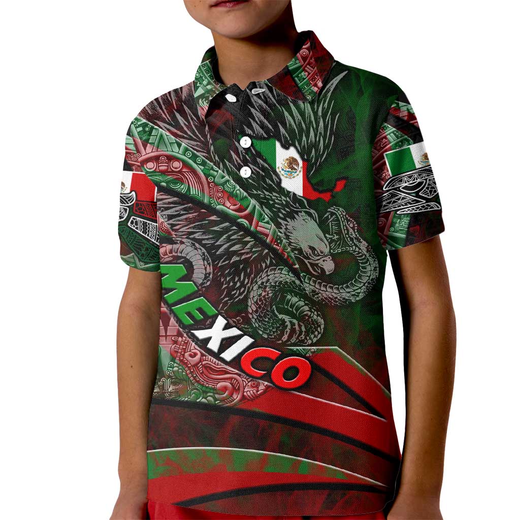 Mexico Aztec Eagle Flag Kid Polo Shirt Tribal Warrior Art