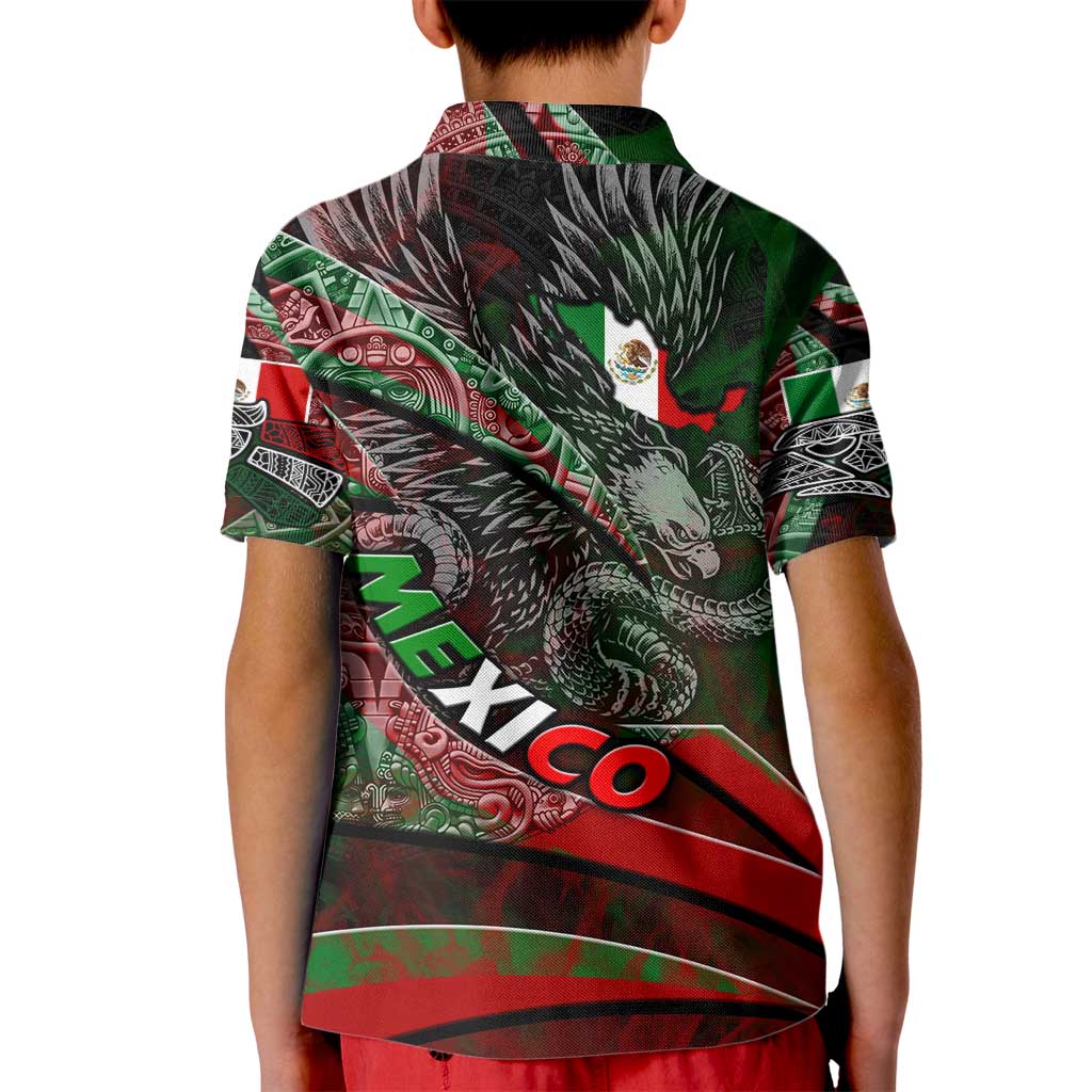 Mexico Aztec Eagle Flag Kid Polo Shirt Tribal Warrior Art