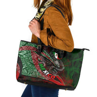 Mexico Aztec Eagle Flag Leather Tote Bag Tribal Warrior Art
