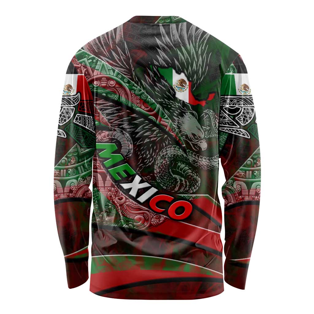 Mexico Aztec Eagle Flag Long Sleeve Shirt Tribal Warrior Art