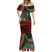 Mexico Aztec Eagle Flag Mermaid Dress Tribal Warrior Art