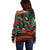 Mexico Aztec Eagle Flag Off Shoulder Sweater Tribal Warrior Art