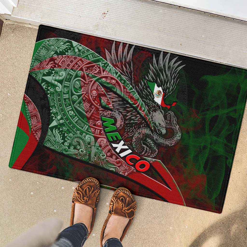 Mexico Aztec Eagle Flag Rubber Doormat Tribal Warrior Art