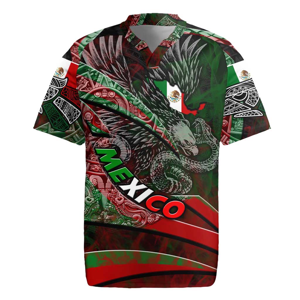 Mexico Aztec Eagle Flag Rugby Jersey Tribal Warrior Art
