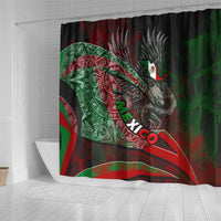 Mexico Aztec Eagle Flag Shower Curtain Tribal Warrior Art