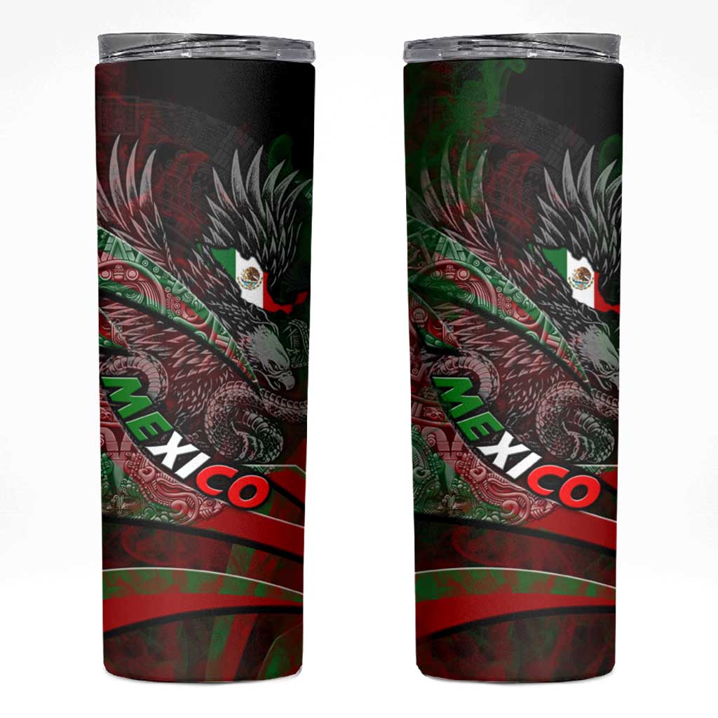 Mexico Aztec Eagle Flag Skinny Tumbler Tribal Warrior Art