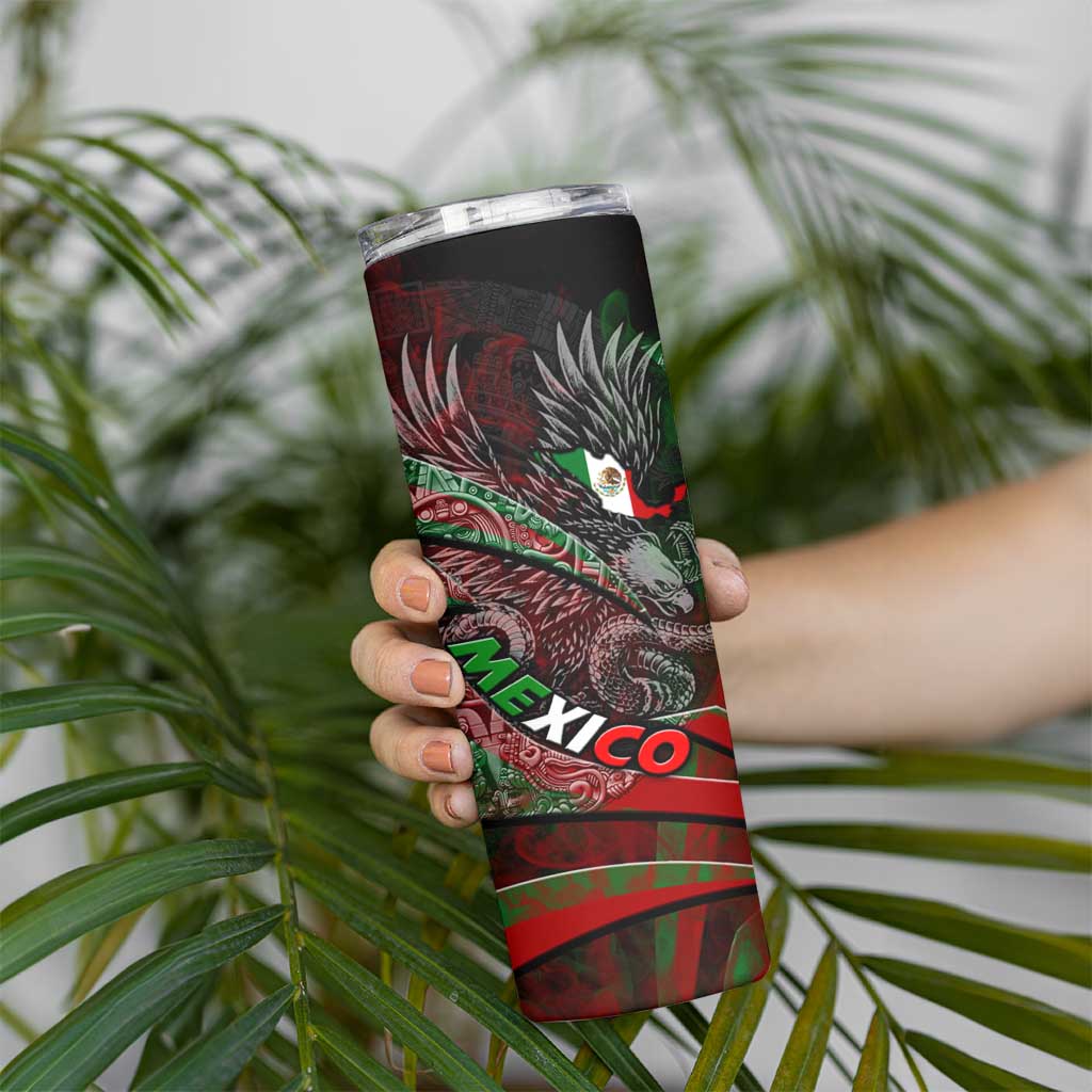 Mexico Aztec Eagle Flag Skinny Tumbler Tribal Warrior Art