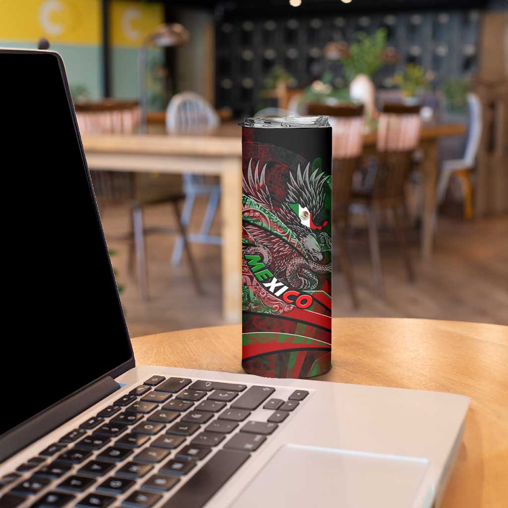Mexico Aztec Eagle Flag Skinny Tumbler Tribal Warrior Art