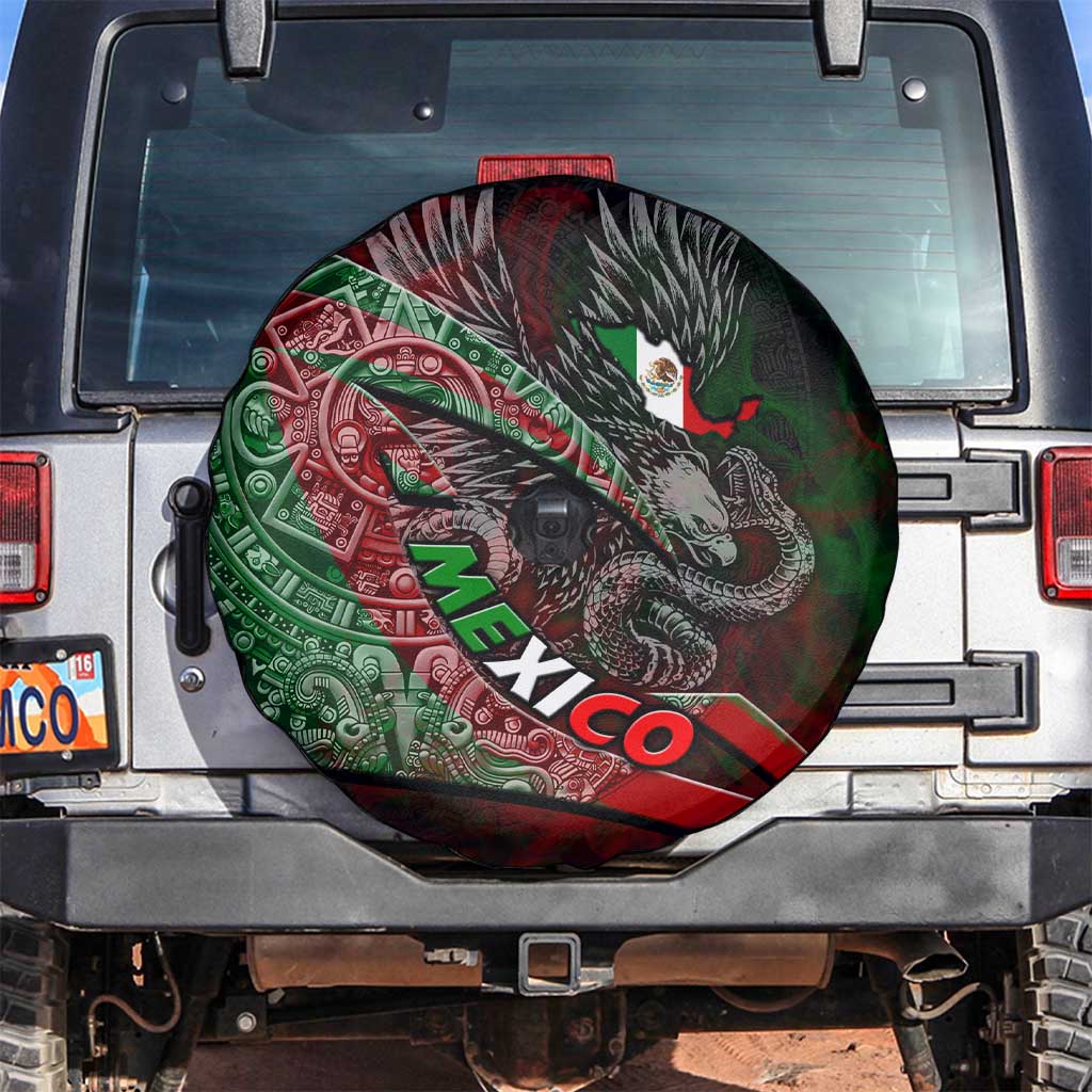 Mexico Aztec Eagle Flag Spare Tire Cover Tribal Warrior Art