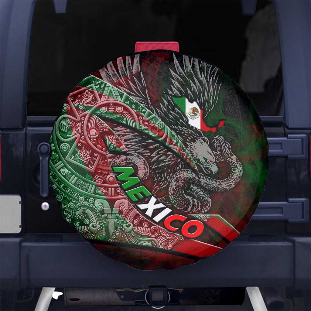 Mexico Aztec Eagle Flag Spare Tire Cover Tribal Warrior Art