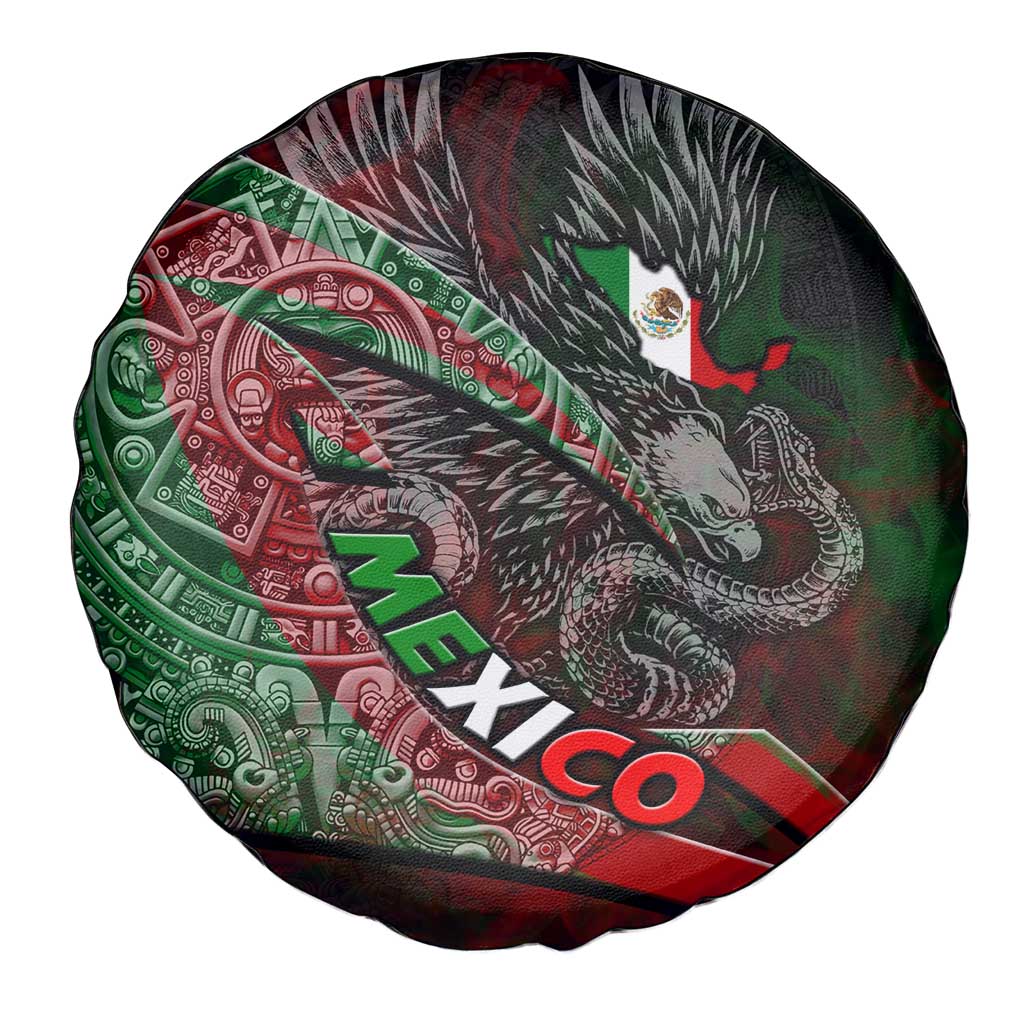 Mexico Aztec Eagle Flag Spare Tire Cover Tribal Warrior Art