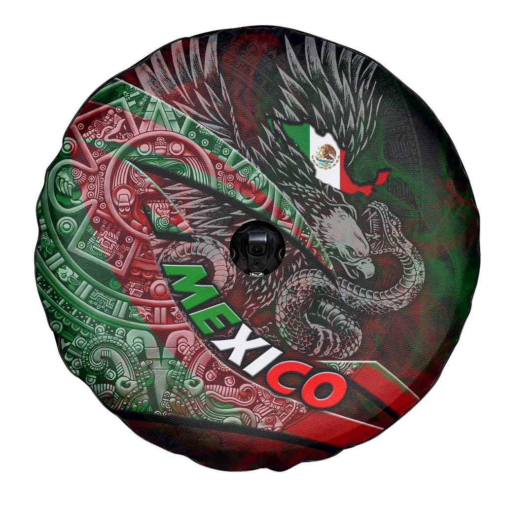 Mexico Aztec Eagle Flag Spare Tire Cover Tribal Warrior Art