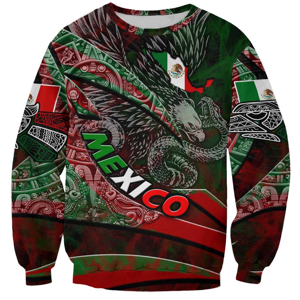 Mexico Aztec Eagle Flag Sweatshirt Tribal Warrior Art
