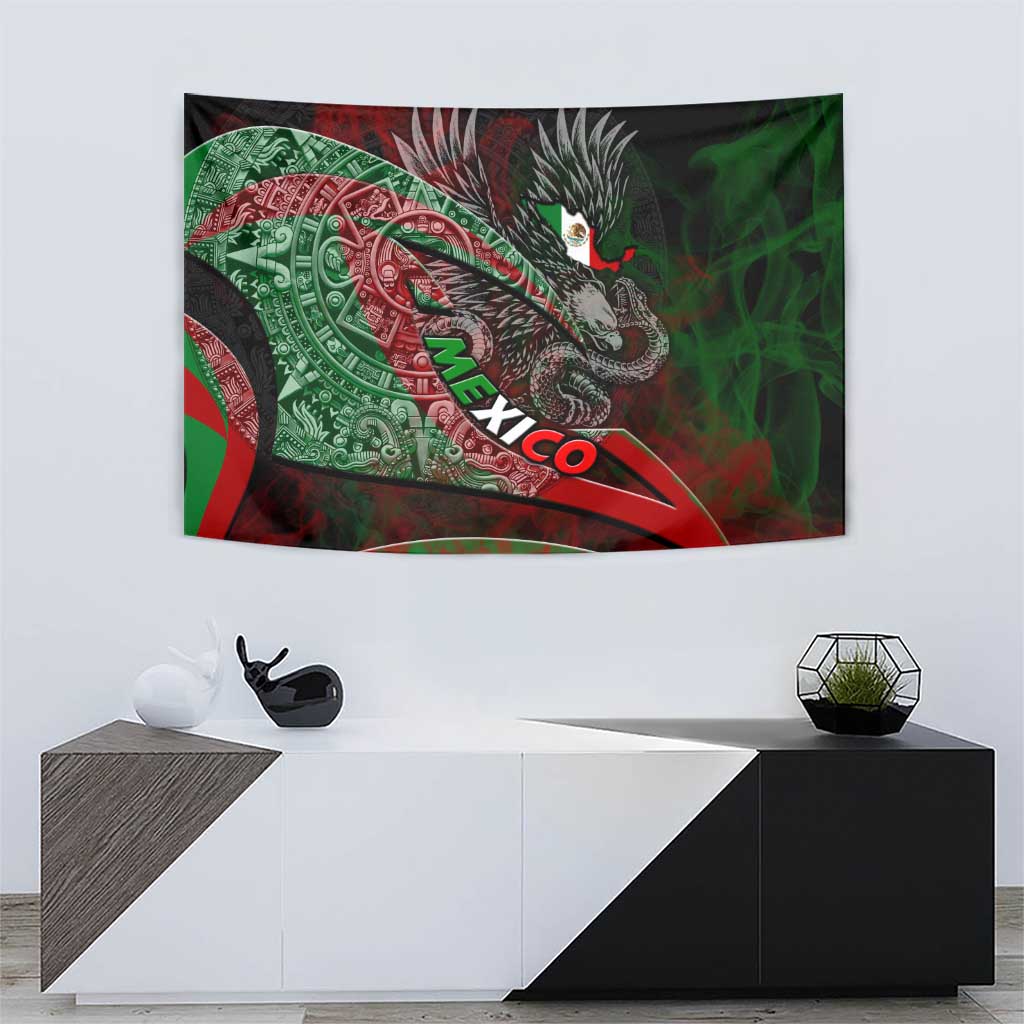 Mexico Aztec Eagle Flag Tapestry Tribal Warrior Art