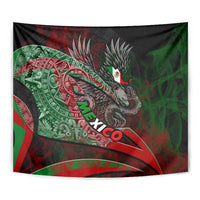 Mexico Aztec Eagle Flag Tapestry Tribal Warrior Art