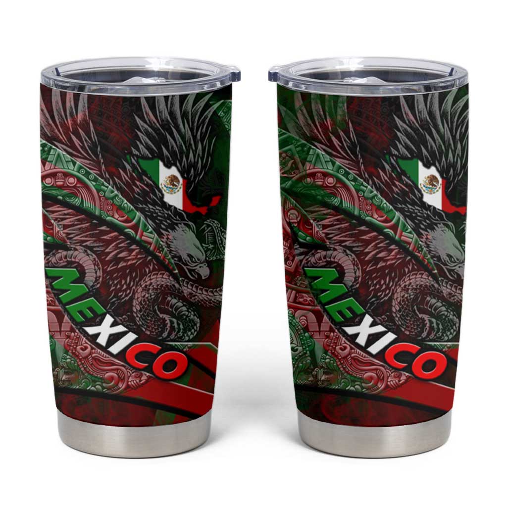Mexico Aztec Eagle Flag Tumbler Cup Tribal Warrior Art
