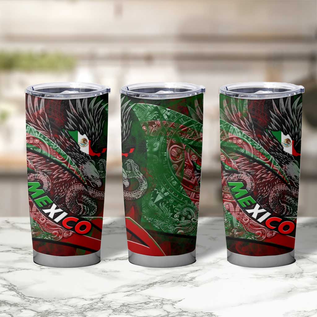 Mexico Aztec Eagle Flag Tumbler Cup Tribal Warrior Art