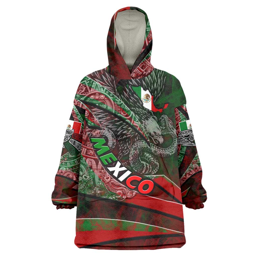 Mexico Aztec Eagle Flag Wearable Blanket Hoodie Tribal Warrior Art