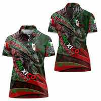 Mexico Aztec Eagle Flag Women Polo Shirt Tribal Warrior Art