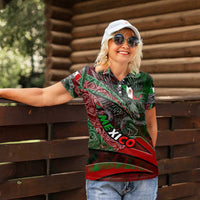 Mexico Aztec Eagle Flag Women Polo Shirt Tribal Warrior Art