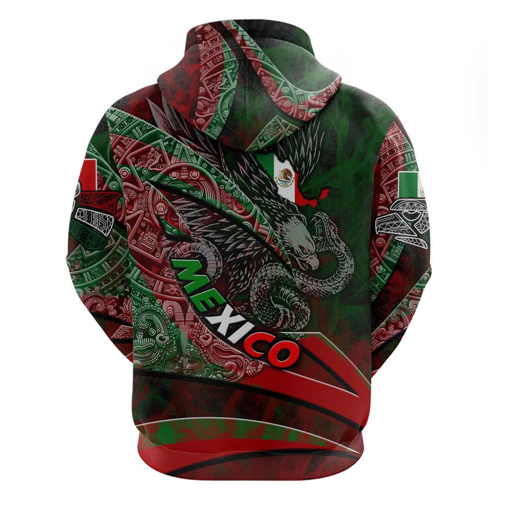 Mexico Aztec Eagle Flag Zip Hoodie Tribal Warrior Art