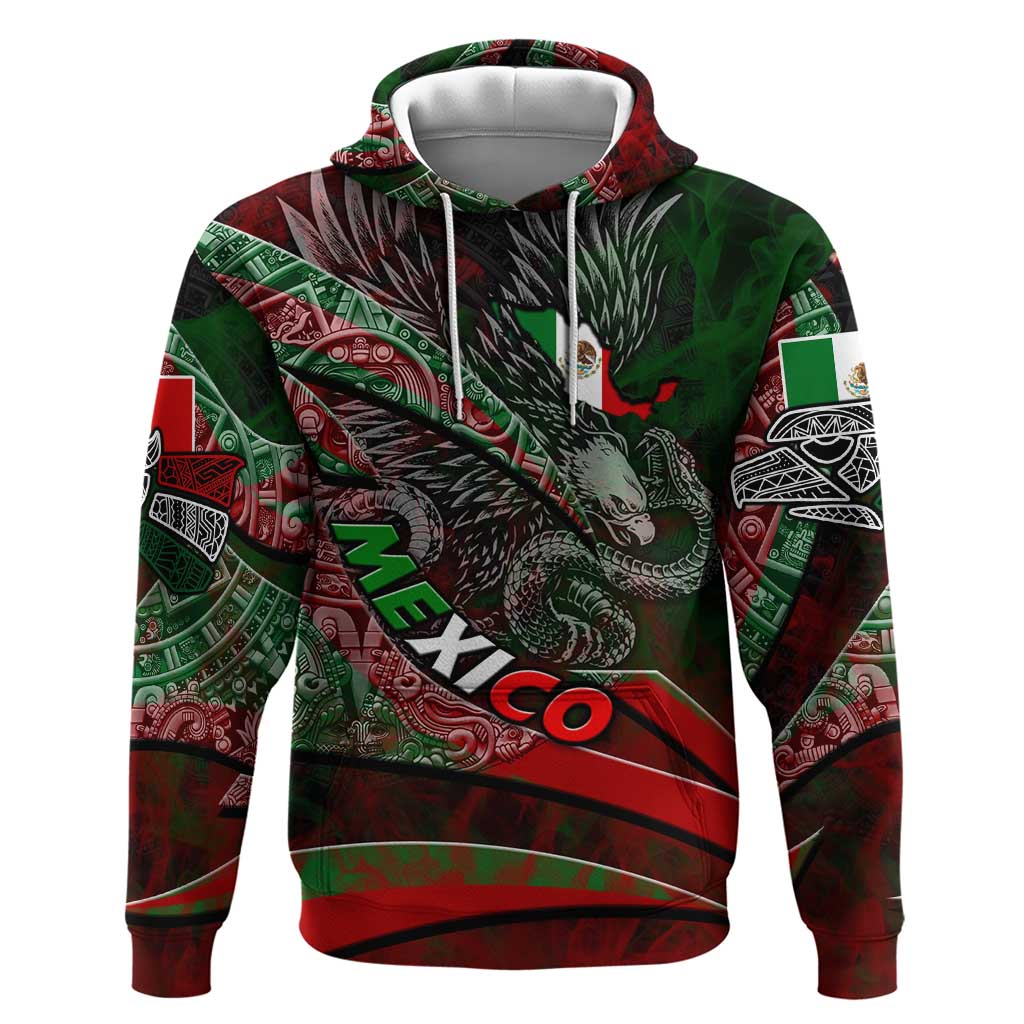 Mexico Aztec Eagle Flag Zip Hoodie Tribal Warrior Art
