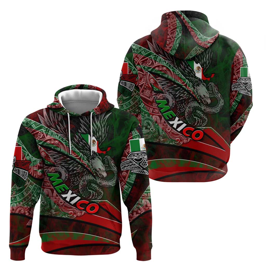 Mexico Aztec Eagle Flag Zip Hoodie Tribal Warrior Art