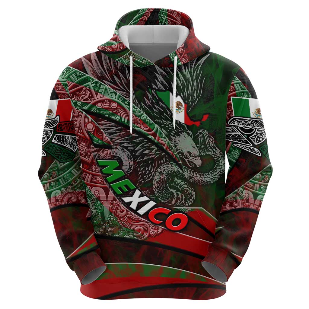 Mexico Aztec Eagle Flag Zip Hoodie Tribal Warrior Art
