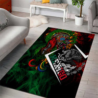 Mexico Quetzalcoatl Aztec Calendar Area Rug Tribal Warrior Art with Eagle and Serpent