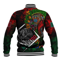 Mexico Quetzalcoatl Aztec Calendar Baseball Jacket Tribal Warrior Art with Eagle and Serpent