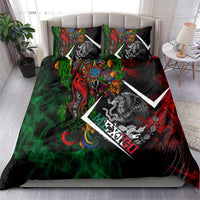 Mexico Quetzalcoatl Aztec Calendar Bedding Set Tribal Warrior Art with Eagle and Serpent
