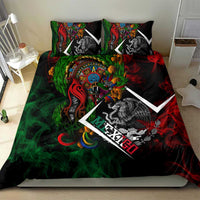Mexico Quetzalcoatl Aztec Calendar Bedding Set Tribal Warrior Art with Eagle and Serpent