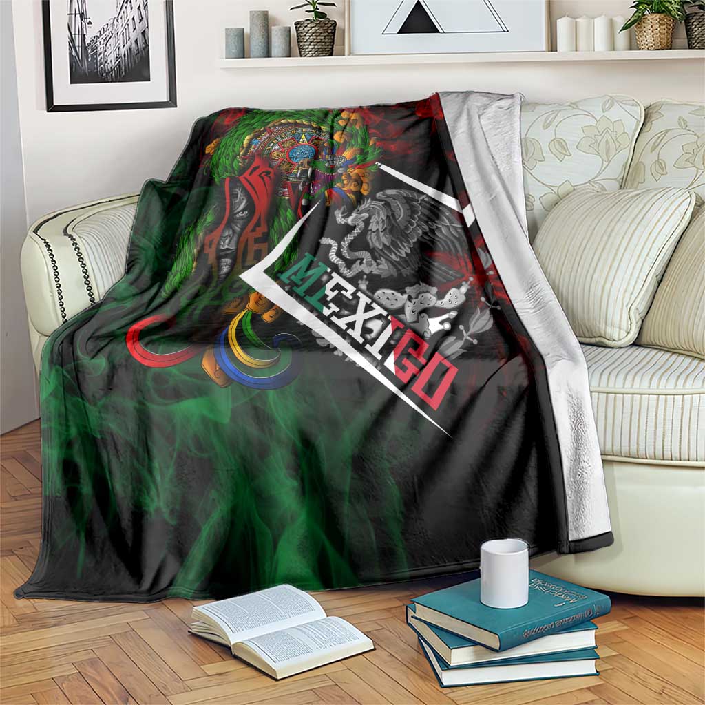 Mexico Quetzalcoatl Aztec Calendar Blanket Tribal Warrior Art with Eagle and Serpent