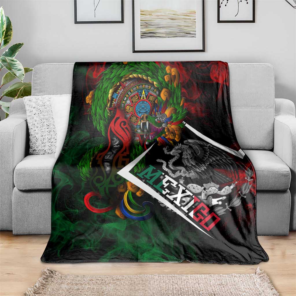 Mexico Quetzalcoatl Aztec Calendar Blanket Tribal Warrior Art with Eagle and Serpent