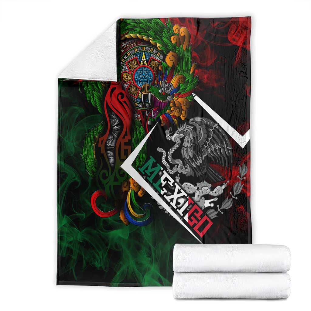 Mexico Quetzalcoatl Aztec Calendar Blanket Tribal Warrior Art with Eagle and Serpent
