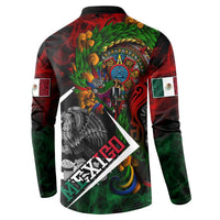 Mexico Quetzalcoatl Aztec Calendar Button Sweatshirt Tribal Warrior Art with Eagle and Serpent