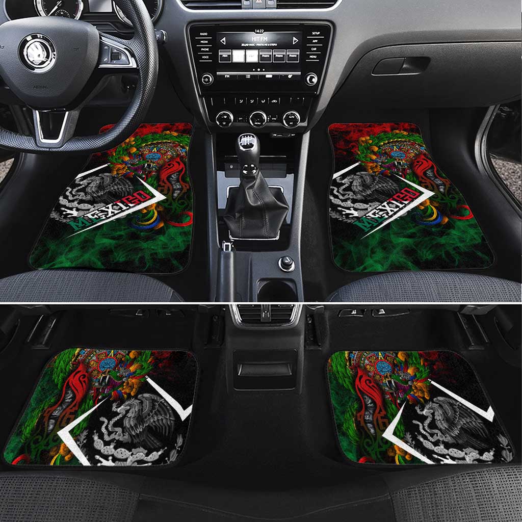 Mexico Quetzalcoatl Aztec Calendar Car Mats Tribal Warrior Art with Eagle and Serpent