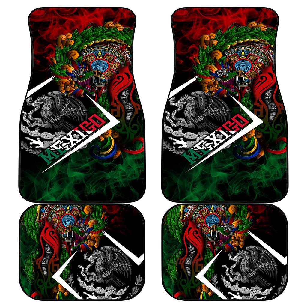 Mexico Quetzalcoatl Aztec Calendar Car Mats Tribal Warrior Art with Eagle and Serpent