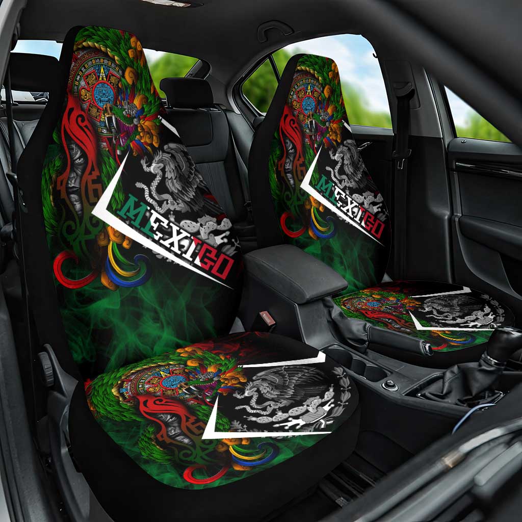 Mexico Quetzalcoatl Aztec Calendar Car Seat Cover Tribal Warrior Art with Eagle and Serpent