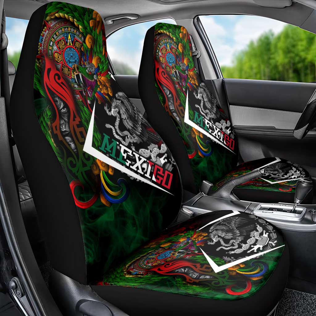 Mexico Quetzalcoatl Aztec Calendar Car Seat Cover Tribal Warrior Art with Eagle and Serpent