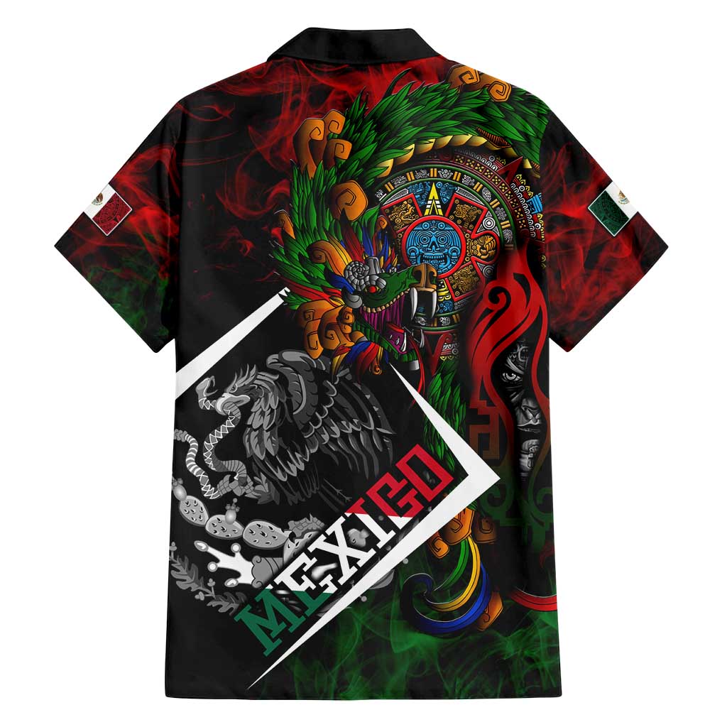 Mexico Quetzalcoatl Aztec Calendar Family Matching Long Sleeve Bodycon Dress and Hawaiian Shirt Tribal Warrior Art with Eagle and Serpent
