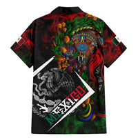 Mexico Quetzalcoatl Aztec Calendar Family Matching Mermaid Dress and Hawaiian Shirt Tribal Warrior Art with Eagle and Serpent