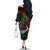 Mexico Quetzalcoatl Aztec Calendar Family Matching Off The Shoulder Long Sleeve Dress and Hawaiian Shirt Tribal Warrior Art with Eagle and Serpent