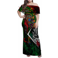 Mexico Quetzalcoatl Aztec Calendar Family Matching Off Shoulder Maxi Dress and Hawaiian Shirt Tribal Warrior Art with Eagle and Serpent